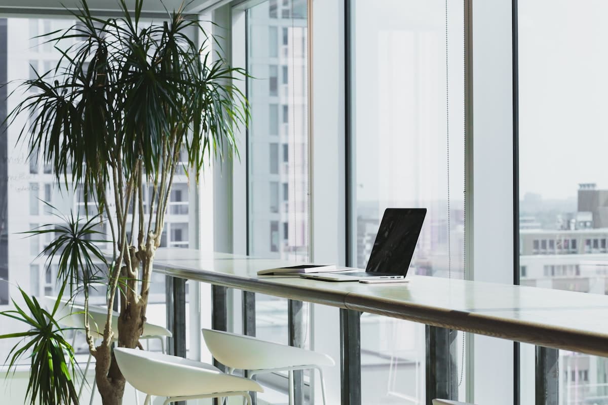 Bright modern office with a city skyline view, representing long-term strategic planning
